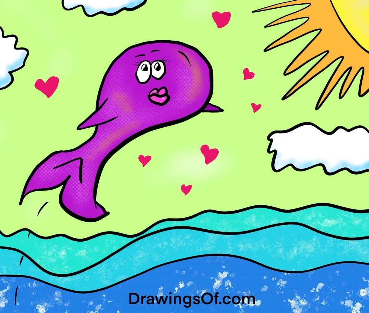 Cartoon whale fish drawing